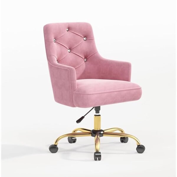 DvengerPink Vanity Chair with Back Velvet Desk Chair for Makeup